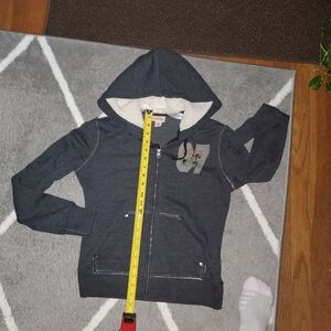 Mossimo Black screen printed hoodie. Hope Wish Love. Sherpa lining in hood only.